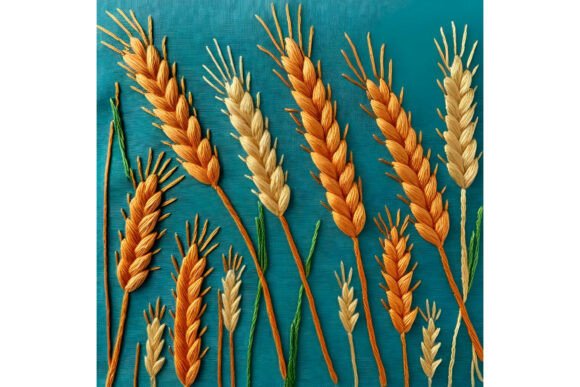 Background with Embroidery Wheat Ear Review