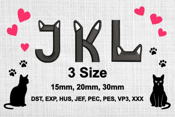 Cat Ears Embroidery Font Alphabet J K L Review