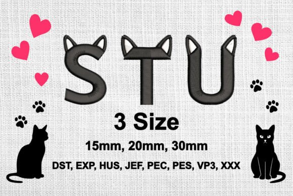 Cat Ears Embroidery Font Alphabet S T U Review
