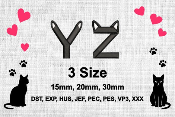 Cat Ears Embroidery Font Alphabet Y, Z Review
