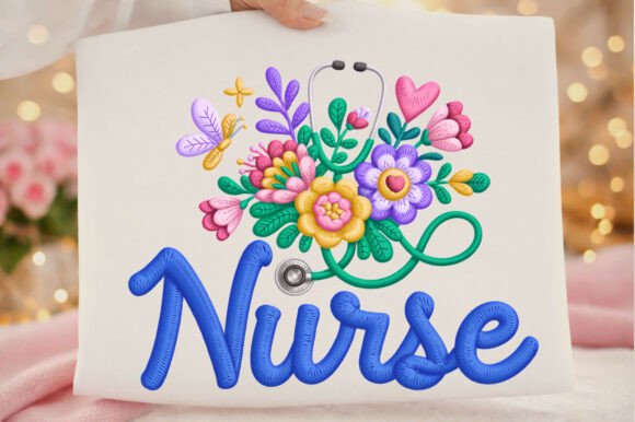 Cute Floral Nurse Faux Yarn Embroidery Review