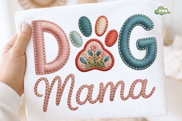 Dog Mama Embroidery Style PNG Design Review