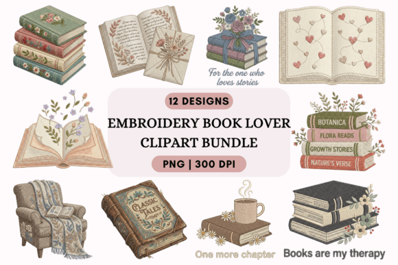 Embroidery Book Lover Clipart Bundle Review