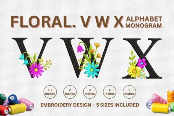 Floral Embroidery Letter Designs V, W Review