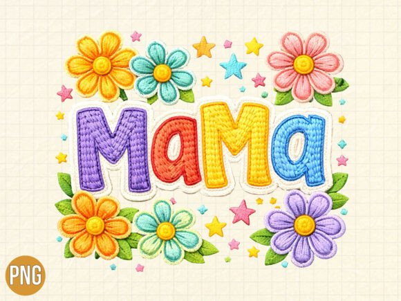 Mama Flower Patch Embroidery Design PNG Review