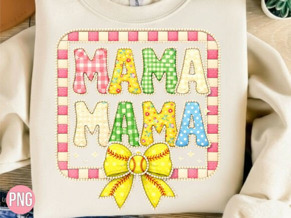 Mama Softball Bow Faux Embroidery PNG Review