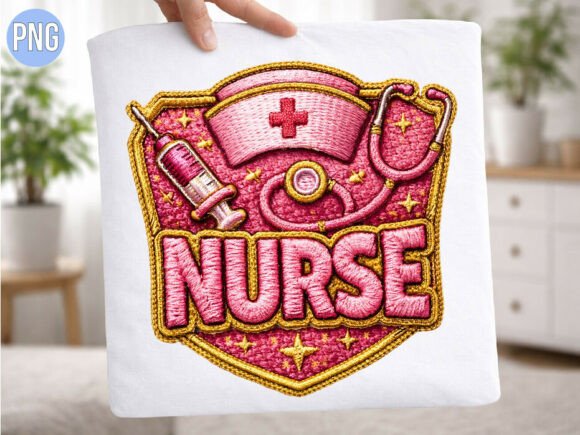 Pink Nurse Patch Embroidery T-shirt PNG Review