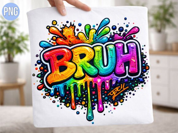 Rainbow Bruh Text Embroidery Patch PNG Review