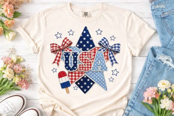 USA Patriotic Stars Faux Embroidery PNG Review